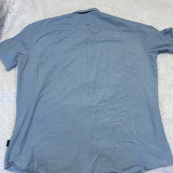 Kuhl Shirt‎ Blue Strip Button-Up Short Sleeve Eluxur Outdoor Mens Sz Lg - Picture 3 of 8